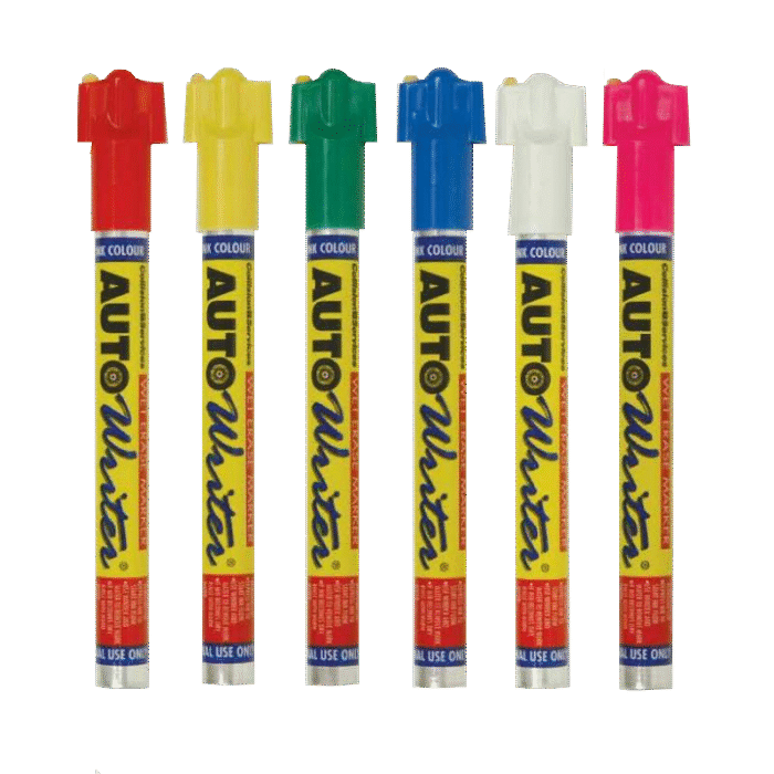 Assorted 6 Pack Autowriter Wet Erase Markers - industrialmarkingpen.com